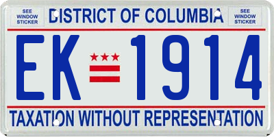 DC license plate EK1914