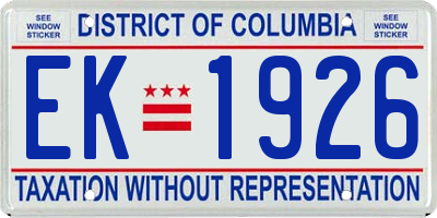 DC license plate EK1926