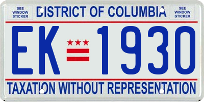 DC license plate EK1930