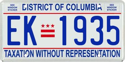 DC license plate EK1935