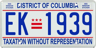 DC license plate EK1939