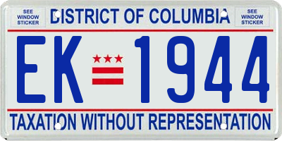 DC license plate EK1944
