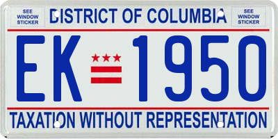 DC license plate EK1950