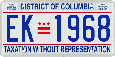 DC license plate EK1968