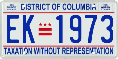 DC license plate EK1973