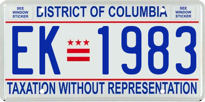 DC license plate EK1983