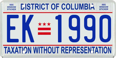 DC license plate EK1990