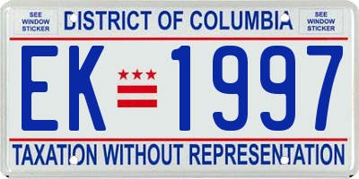 DC license plate EK1997