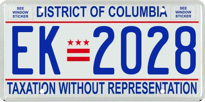 DC license plate EK2028