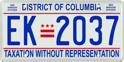 DC license plate EK2037