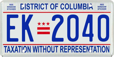 DC license plate EK2040
