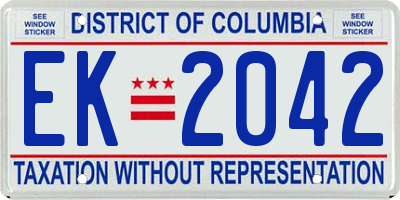 DC license plate EK2042