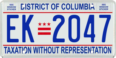 DC license plate EK2047