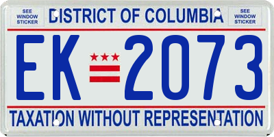 DC license plate EK2073