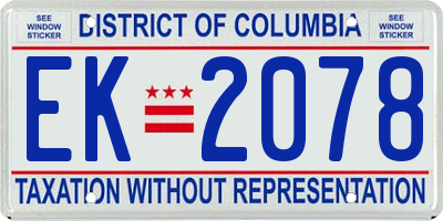 DC license plate EK2078