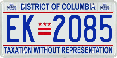 DC license plate EK2085