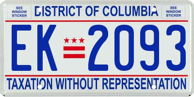 DC license plate EK2093