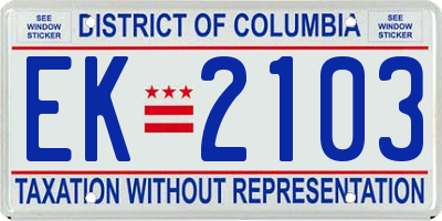 DC license plate EK2103