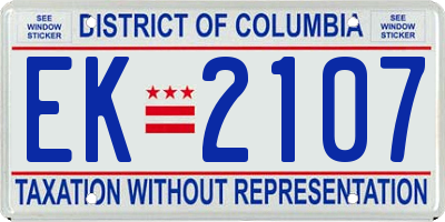 DC license plate EK2107