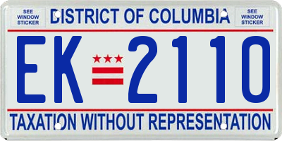 DC license plate EK2110