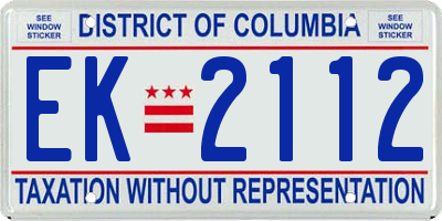 DC license plate EK2112