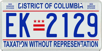 DC license plate EK2129