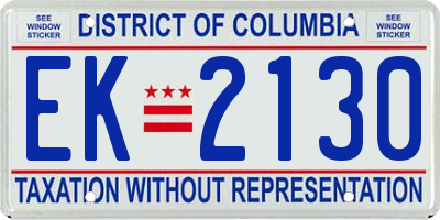 DC license plate EK2130