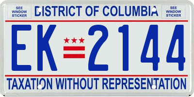 DC license plate EK2144