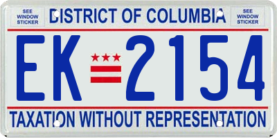 DC license plate EK2154