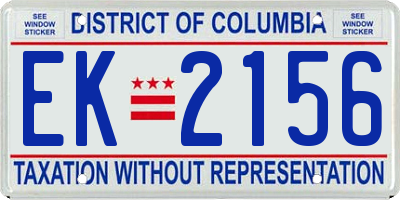 DC license plate EK2156