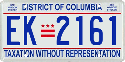 DC license plate EK2161