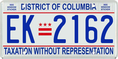 DC license plate EK2162