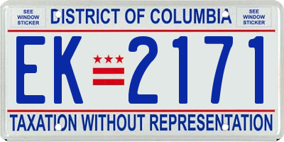 DC license plate EK2171