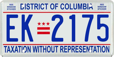 DC license plate EK2175