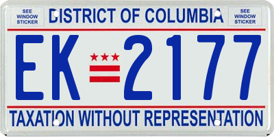 DC license plate EK2177