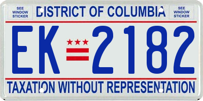 DC license plate EK2182