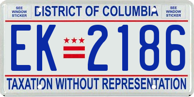 DC license plate EK2186