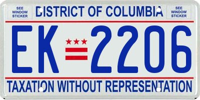 DC license plate EK2206