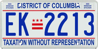 DC license plate EK2213