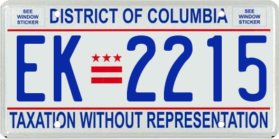 DC license plate EK2215