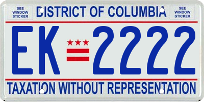 DC license plate EK2222