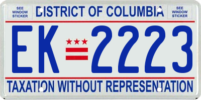 DC license plate EK2223