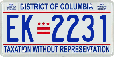 DC license plate EK2231