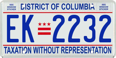 DC license plate EK2232