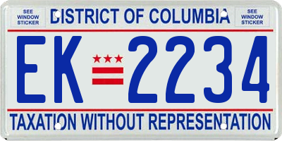DC license plate EK2234