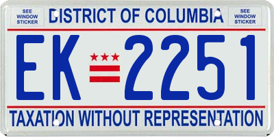 DC license plate EK2251