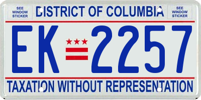 DC license plate EK2257