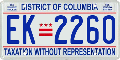 DC license plate EK2260