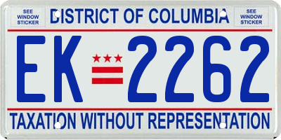 DC license plate EK2262