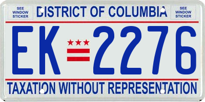 DC license plate EK2276